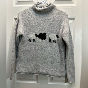 Cozy Gray Sheep Motif Sweater - Women's Crewneck